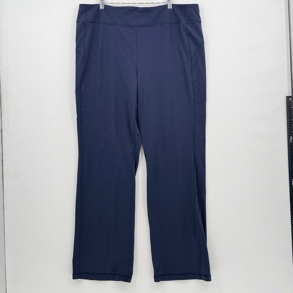Duluth Trading Yoga Pants Womens XXL x 33 Navy Blue Athleisure Sporty Leggings